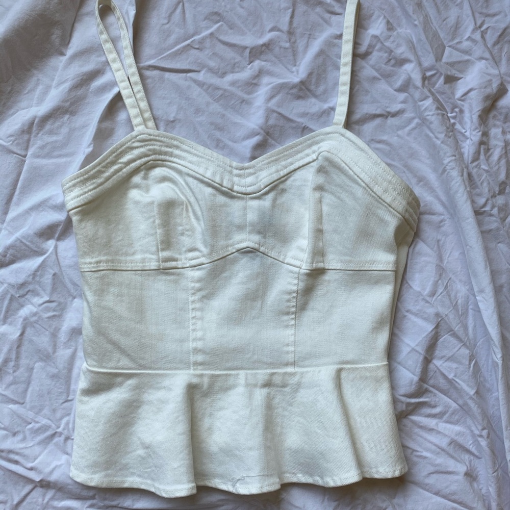 White Jean Flare Top